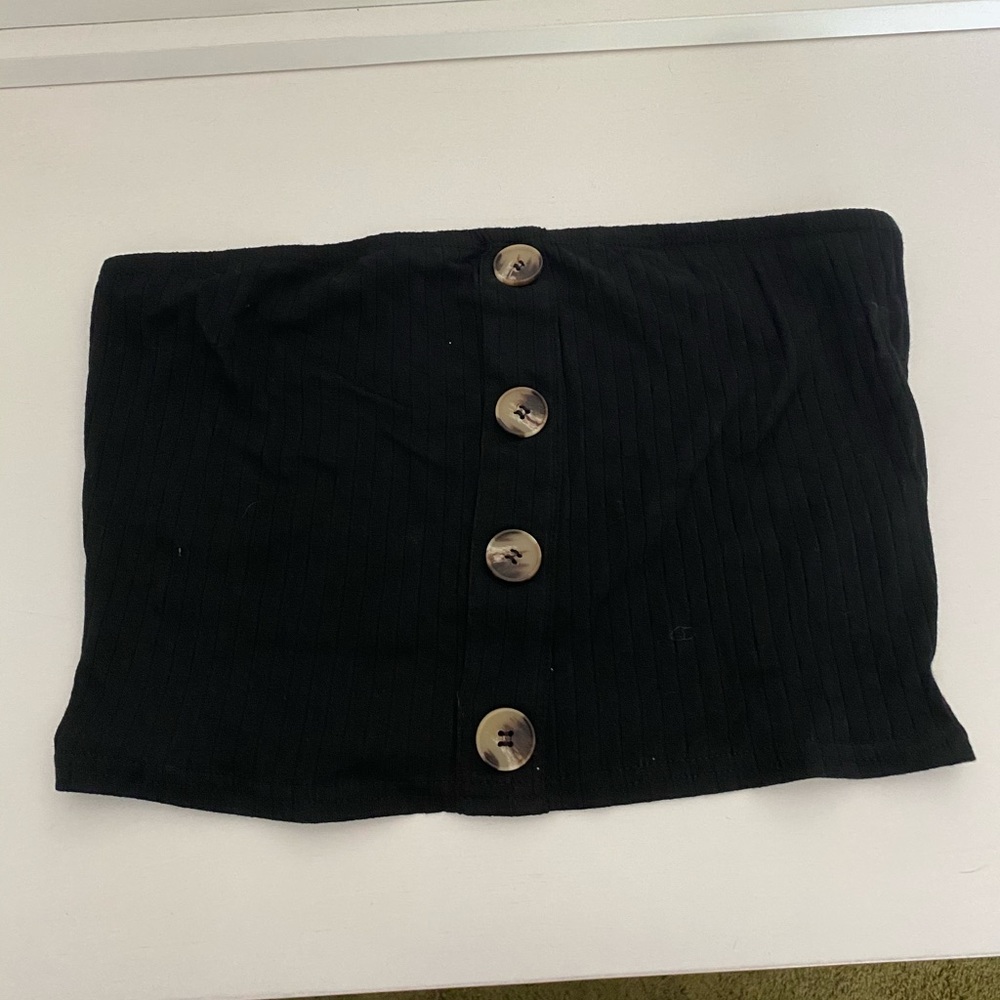 shein strapless black button top NEW